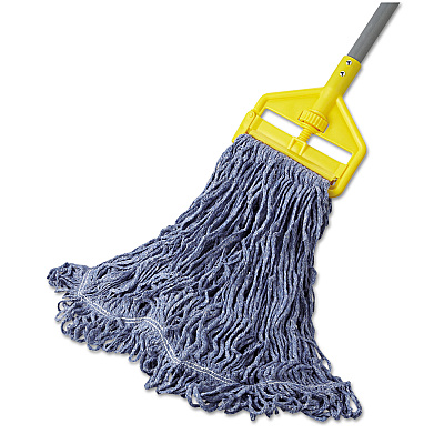 Rubbermaid Commercial Super Stitch Blend Mop Head, Large, Cotton/Synthetic, Blue, 6/Carton (RCPD213BLU)