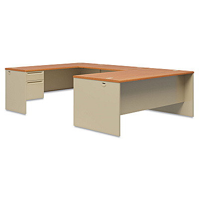 HON 38000 Series Right Pedestal Desk, 72" x 36" x 29.5", Harvest/Putty (HON38293RCL)