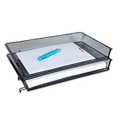 Universal Deluxe Mesh Stacking Side Load Tray, 1 Section, Legal Size Files, 17" x 10.88" x 2.5", Black (UNV20012)
