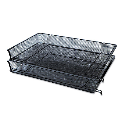 Universal Deluxe Mesh Stacking Side Load Tray, 1 Section, Legal Size Files, 17" x 10.88" x 2.5", Black (UNV20012)