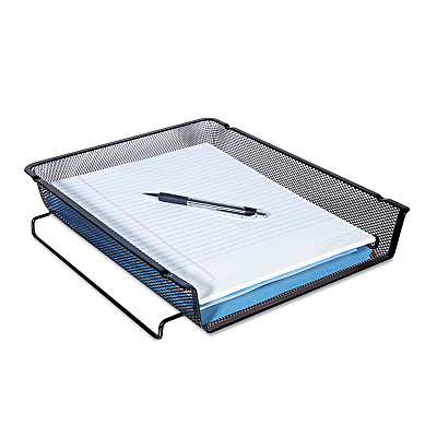 Universal Deluxe Mesh Stackable Front Load Tray, 1 Section, Letter Size Files, 11.25" x 13" x 2.75", Black (UNV20004)