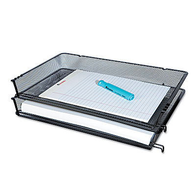 Universal Deluxe Mesh Stacking Side Load Tray, 1 Section, Legal Size Files, 17" x 10.88" x 2.5", Black (UNV20012)
