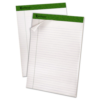 Earthwise by Ampad Recycled Writing Pad, Wide/Legal Rule, Politex Sand Headband, 40 White 8.5 x 11.75 Sheets, 4/Pack (TOP40102)