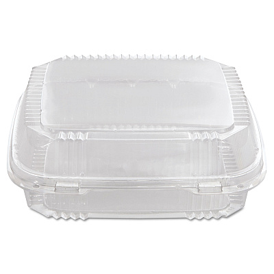 Pactiv Evergreen ClearView SmartLock Hinged Lid Container, 49 oz, 8.2 x 8.34 x 2.91, Clear, Plastic, 200/Carton (PCTYCI81120)