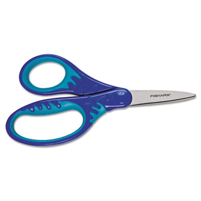 Fiskars Kids Softgrip Scissors, Left/Right Handed, Pointed Tip, 5" Long, 1.75" Cut Length, Randomly Assorted Handle Color (FSK1942301001)