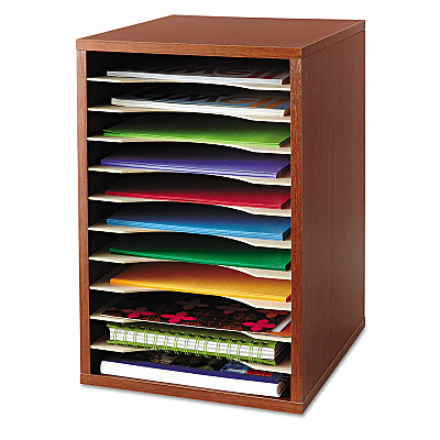 Safco Wood Desktop Literature Sorter, 11 Compartments, 10.63 x 11.88 x 16, Cherry (SAF9419CY)