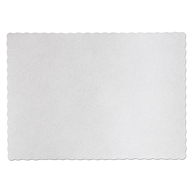 Hoffmaster Knurl Embossed Scalloped Edge Placemats, 9.5 x 13.5, White, 1,000/Carton (HFMPM32052)