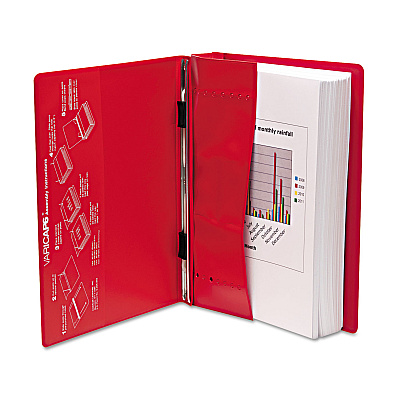 Charles Leonard VariCap Expandable Binder, 2 Posts, 6" Capacity, 11 x 8.5, Red (LEO61603)