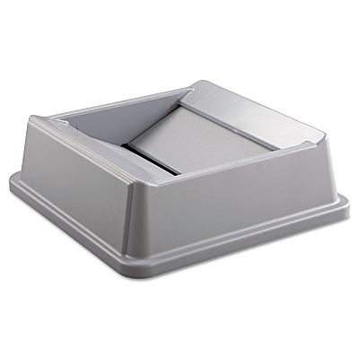 Rubbermaid Commercial Untouchable Square Swing Top Lid, Plastic, 20.13w x 20.13d x 6.25h, Gray (RCP2664GRAY)