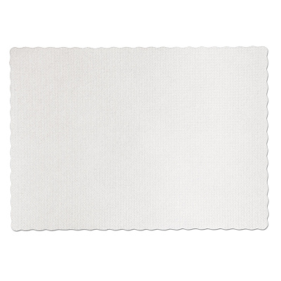 Hoffmaster Knurl Embossed Scalloped Edge Placemats, 9.5 x 13.5, White, 1,000/Carton (HFMPM32052)