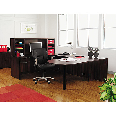Alera Valencia Series D-Top Desk, 71" x 35.5" x 29.63", Mahogany (ALEVA277236MY)