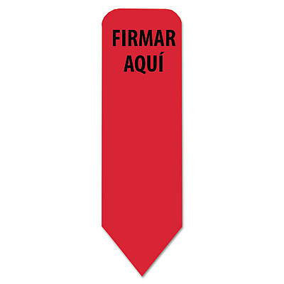 Redi-Tag Arrow Message Page Flags in Dispenser, "FIRMAR AQUI", Red, 120 Flags/Pack (RTG82025)