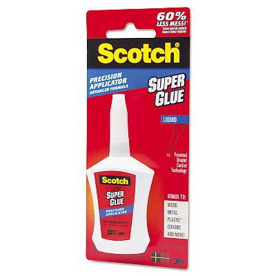 Scotch Super Glue with Precision Applicator, 0.14 oz, Dries Clear (MMMAD124)