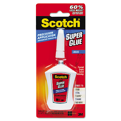 Scotch Super Glue with Precision Applicator, 0.14 oz, Dries Clear (MMMAD124)