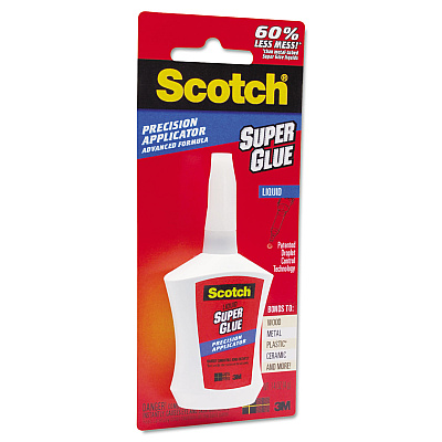 Scotch Super Glue with Precision Applicator, 0.14 oz, Dries Clear (MMMAD124)