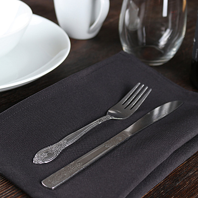 Mariposa Poly Spun Napkin 20x20 Black, Case Of 300 (NAP-B-SPUN-CS)