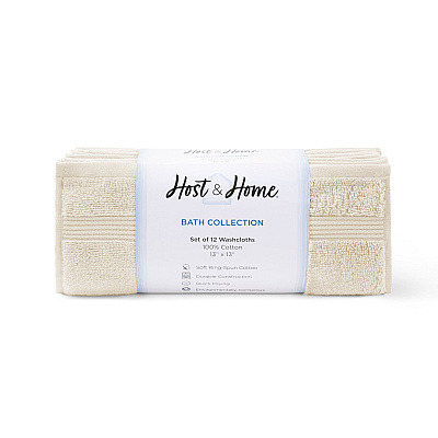 Host & Home Washcloth 13x13 Ivory, Pack Of 12 (P-HH-WC-1313-IV)
