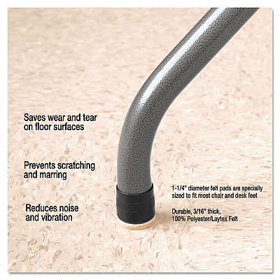Master Caster Quiet Feet Deluxe Noise Reducers, 1.25" dia, Circular, Beige, 100/Pack (MAS88847)