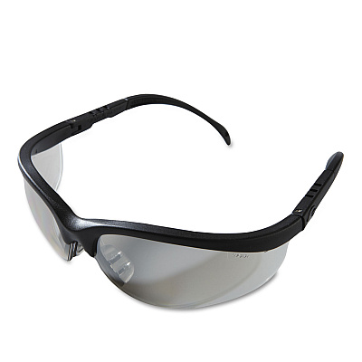 MCR Safety Klondike Safety Glasses, Black Matte Frame, Clear Mirror Lens, 12/Box (CRWKD119BX)