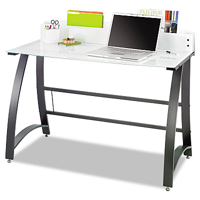 Safco Xpressions 47" Computer Desk, 47" x 23" x 37", Frosted/Black (SAF1938TG)