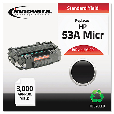 Innovera Remanufactured Black MICR Toner, Replacement for 53AM (Q7553AM), 3,000 Page-Yield (IVR7553MICR)