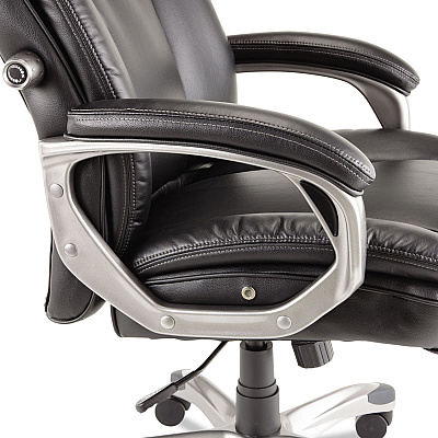 Alera Veon Series Executive High-Back Bonded Leather Chair, Supports Up to 275 lb, Black Seat/Back, Graphite Base (ALEVN4119)