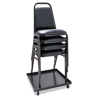 Alera Padded Steel Stacking Chair, Supports Up to 250 lb, 18.5" Seat Height, Black Seat, Black Back, Black Base, 4/Carton (ALESC68VY10B)