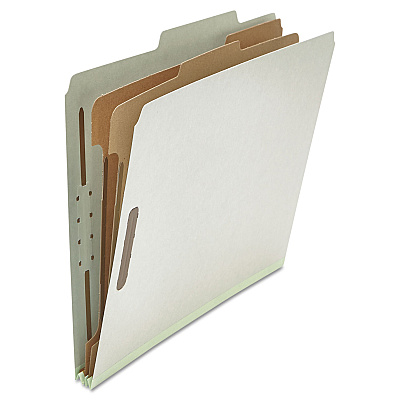 Universal Six-Section Pressboard Classification Folders, 2" Expansion, 2 Dividers, 6 Fasteners, Letter Size, Gray Exterior, 10/Box (UNV10272)