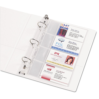 Avery Business Card Binder Pages, For 2 x 3.5 Cards, Clear, 8 Cards/Sheet, 5 Pages/Pack (AVE76025)