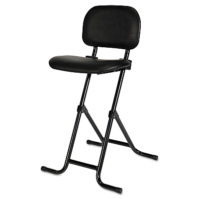 Alera IL Series Height-Adjustable Folding Stool, Supports Up to 300 lb, 27.5" Seat Height, Black (ALECS612)
