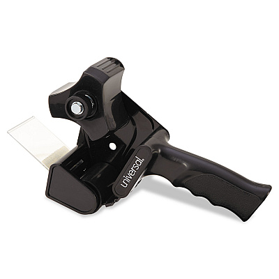 Universal Handheld Box Sealing Tape Dispenser, 3" Core, For Rolls Up to: 2" x 110 yds, Black (UNV88000)
