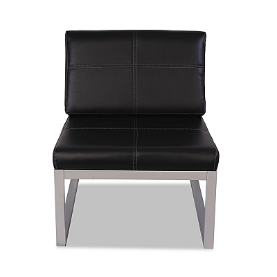 Alera Ispara Series Armless Chair, 26.57" x 30.71" x 31.1", Black Seat, Black Back, Silver Base (ALERL8319CS)