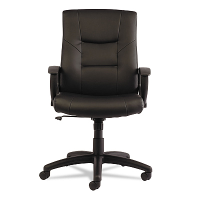 Alera YR Series Executive High-Back Swivel/Tilt Bonded Leather Chair, Supports 275 lb, 17.71" to 21.65" Seat Height, Black (ALEYR4119)