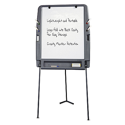 Iceberg Ingenuity Portable Flipchart Easel with Dry Erase Surface, 35 x 30, 73" Tall Easel, Charcoal Polyethylene Frame (ICE30227)