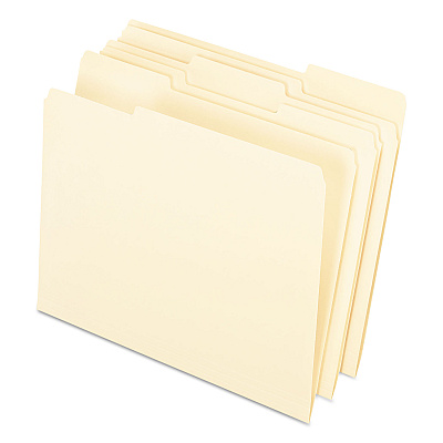 Pendaflex Interior File Folders, 1/3-Cut Tabs: Assorted, Letter Size, Manila, 100/Box (PFX421013)