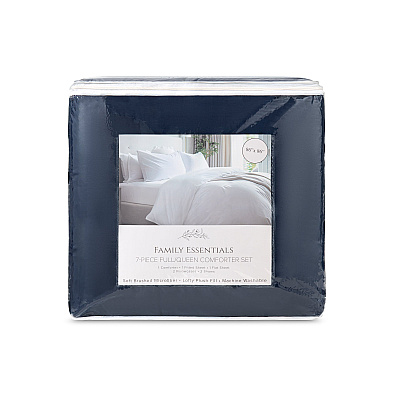 Family Essentials Bed In Bag 7pc - Queen - Navy, 7 Piece Set (P-BIAB-FQ-NV)