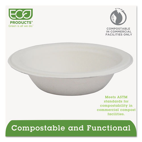 Eco-Products Renewable Sugarcane Bowls, 12 oz, Natural White, 50/Pack, 20 Packs/Carton (EPBL12)
