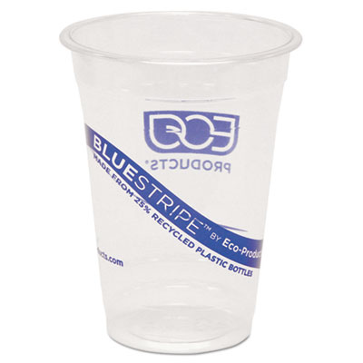 Eco-Products Bluestripe 25% Recycled Content Cold Cups, 16 Oz, Clear/blue, 50/pack, 20 Packs/carton (ECOEPCR16)