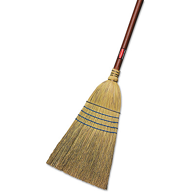 Rubbermaid Commercial Corn-Fill Broom, Corn Fiber Bristles, 38" Overall Length, Blue (RCP6383)