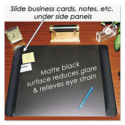 Artistic Executive Desk Pad with Antimicrobial Protection, Leather-Like Side Panels, 36 x 20, Black (AOP413861)