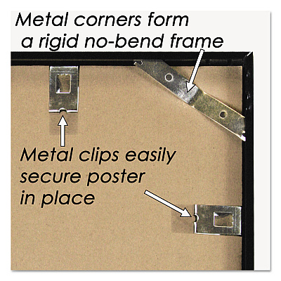 NuDell Metal Poster Frame, Plastic Face, 24 x 36, Black (NUD31242)
