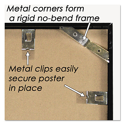 NuDell Metal Poster Frame, Plastic Face, 18 x 24, Black (NUD31222)