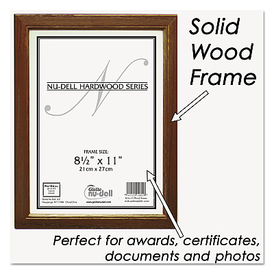 NuDell Solid Oak Hardwood Frame, 8.5 x 11, Walnut Finish (NUD15815)