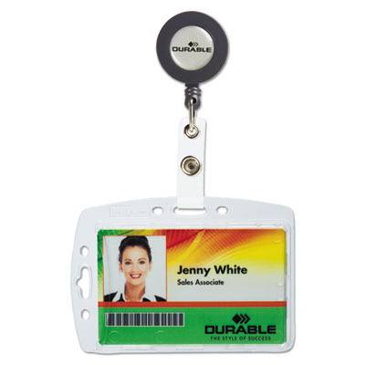 Durable ID/Security Card Holder Set, Vertical/Horizontal, Reel, Clear, 10/Pack (DBL801219)