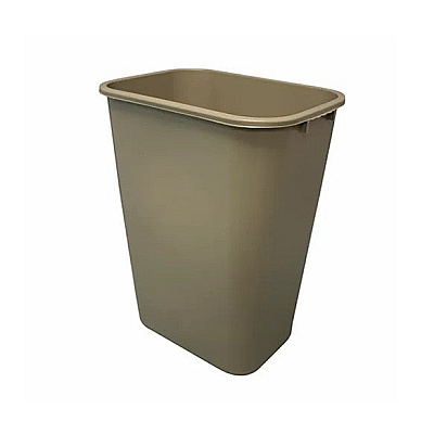 Rectangular Soft-sided Plastic Wastebasket, 41 Quart, No Pinchm Design, Seamless, Durable Molded Polyethylene, Beige, Case Of 12 (7703-15)
