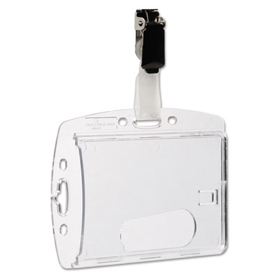 Durable ID/Security Card Holder Set, Vertical/Horizontal, Clip, Clear, 25/Pack (DBL800519)