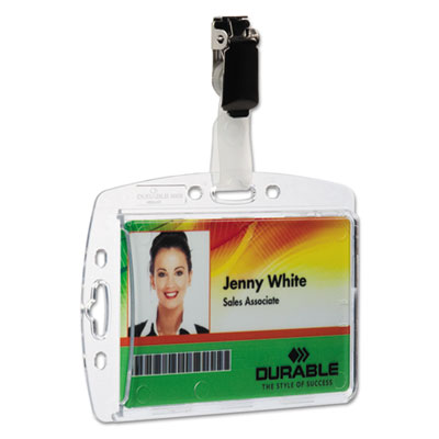 Durable ID/Security Card Holder Set, Vertical/Horizontal, Clip, Clear, 25/Pack (DBL800519)