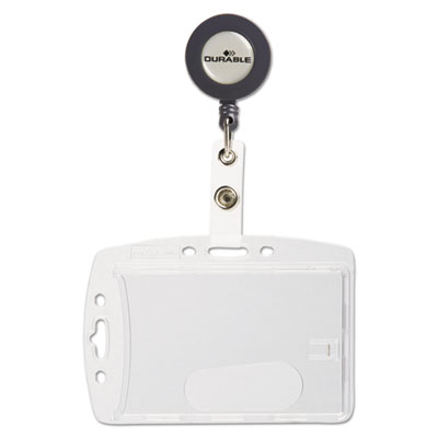 Durable ID/Security Card Holder Set, Vertical/Horizontal, Reel, Clear, 10/Pack (DBL801219)