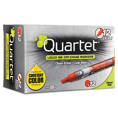 Quartet EnduraGlide Dry Erase Marker, Broad Chisel Tip, Red, Dozen (QRT50014M)