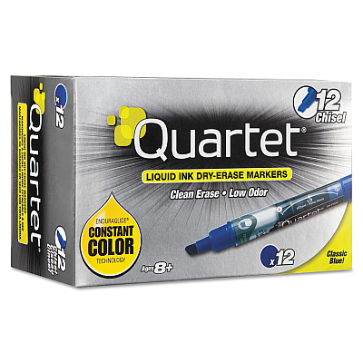 Quartet EnduraGlide Dry Erase Marker, Broad Chisel Tip, Blue, Dozen (QRT50013M)